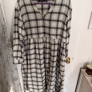Madewell Checkered Long Sleeve Dress